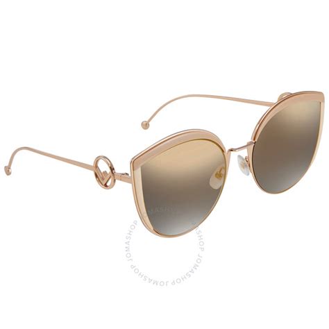 Fendi Gold Mirror Cat Eye Ladies Sunglasses FF 0290/S 0IJS